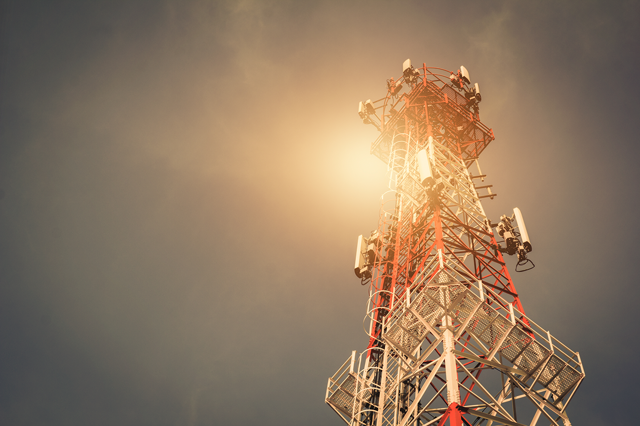large radio tower in sunset